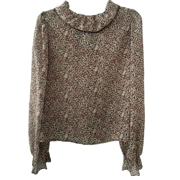 Nasty Gal Women Floral Button Down Sheer Blouse Top Long sleeve Shirt Size 6 - Picture 3 of 10